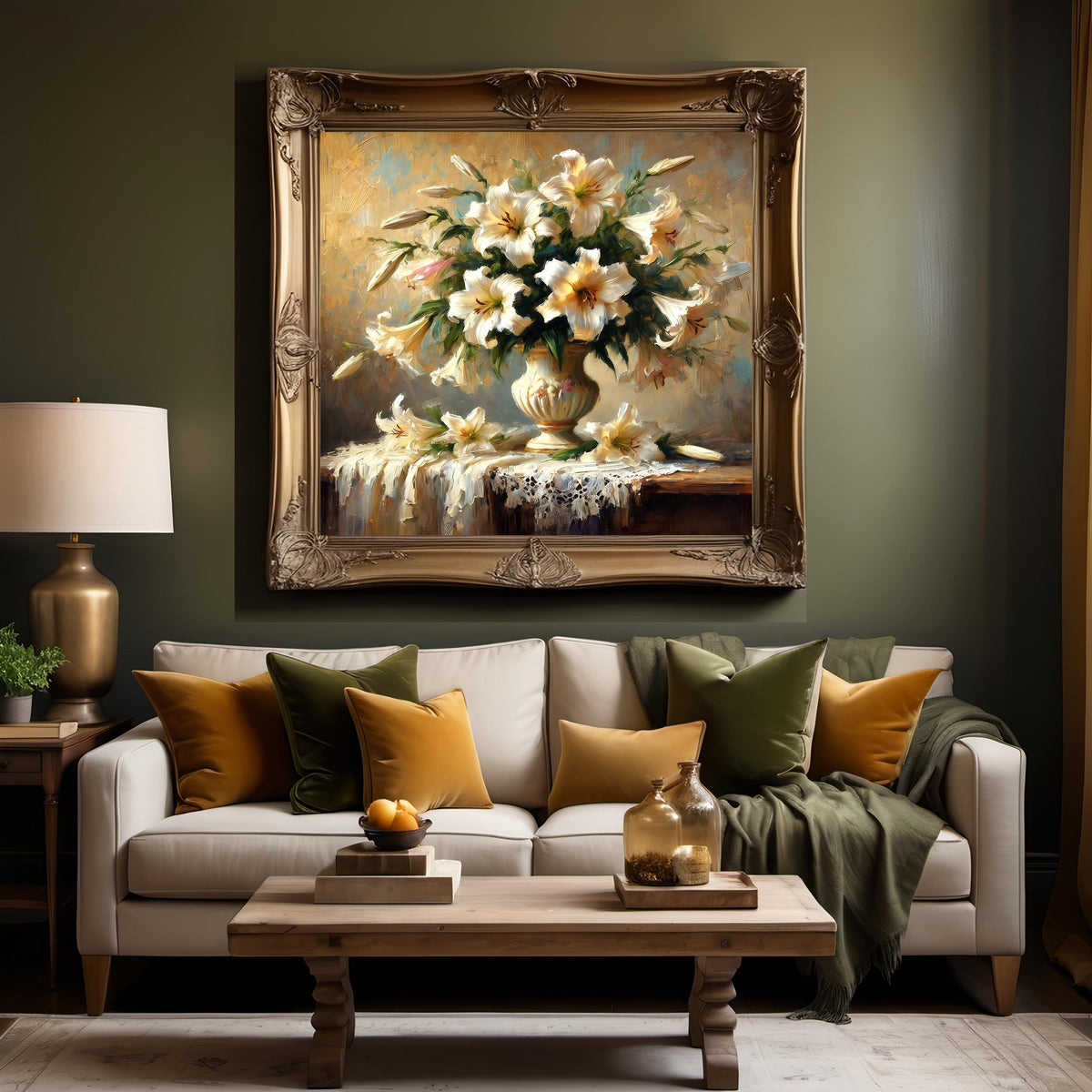 Vintage Easter Lily Still Life Print: Elegant Floral Bouquet (Digital Download)