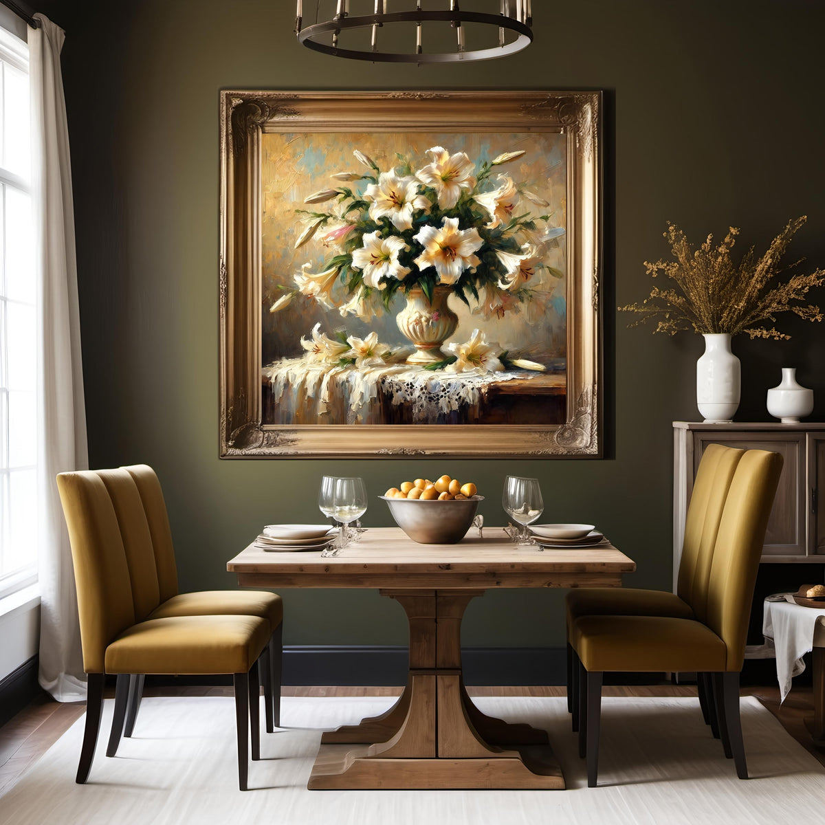 Vintage Easter Lily Still Life Print: Elegant Floral Bouquet (Digital Download)