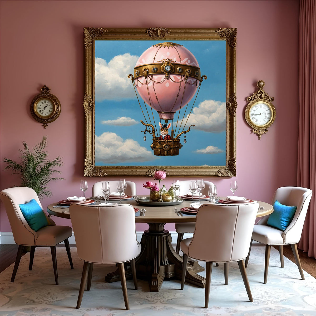Steampunk Easter Bunny Hot Air Balloon Print: Victorian Fantasy (Digital Download)