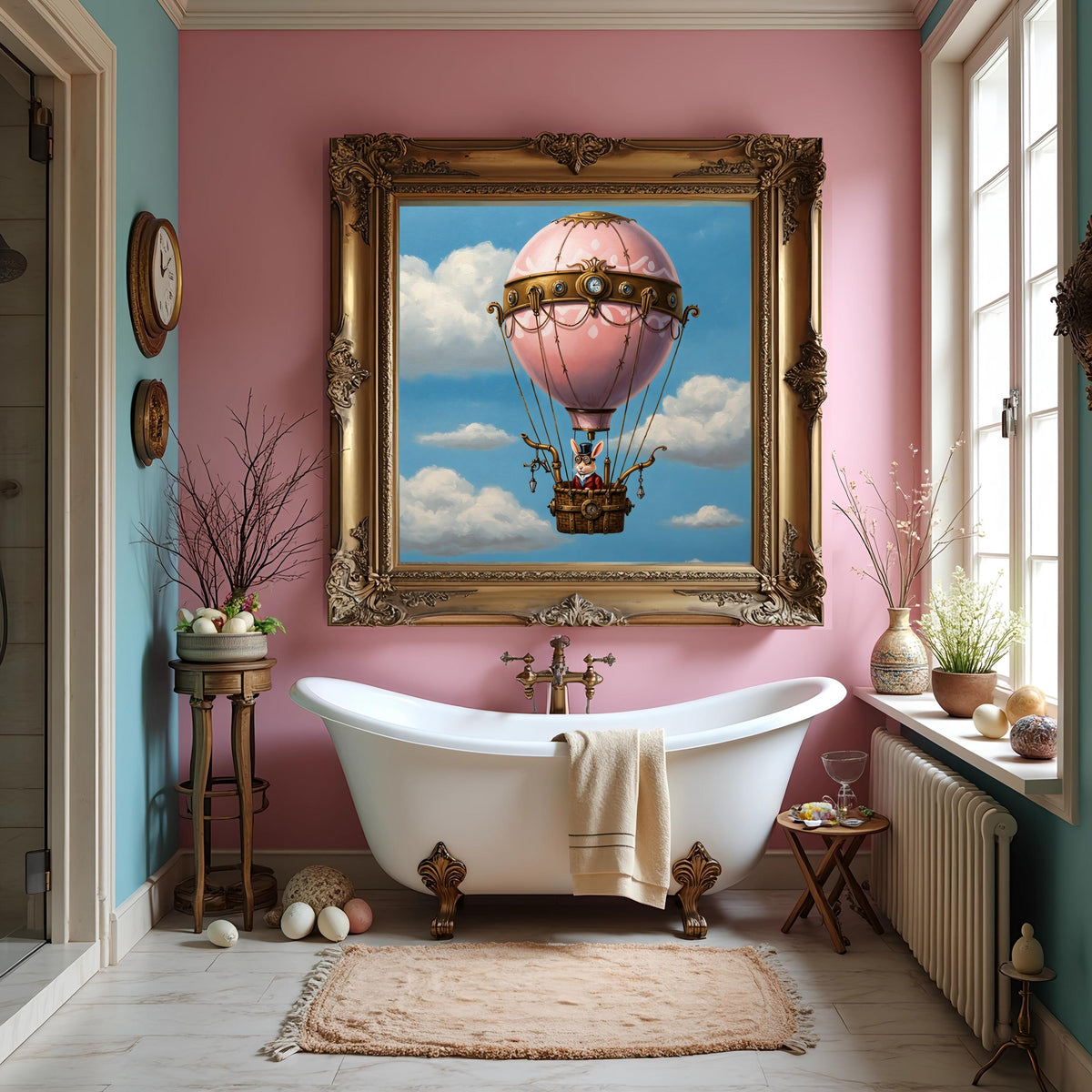 Steampunk Easter Bunny Hot Air Balloon Print: Victorian Fantasy (Digital Download)