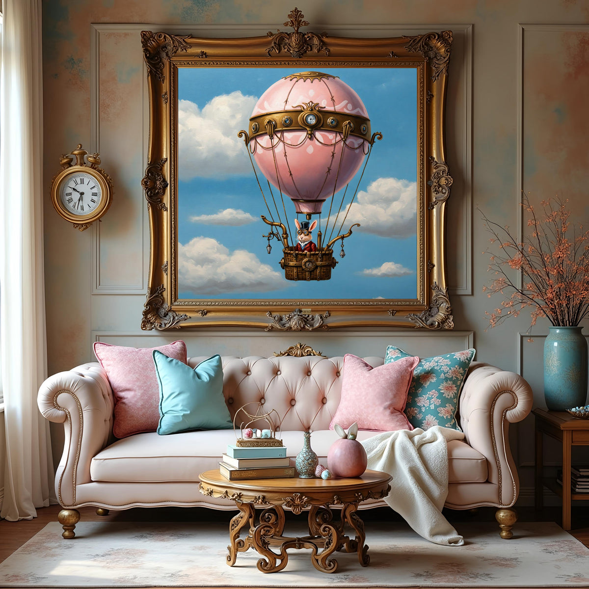 Steampunk Easter Bunny Hot Air Balloon Print: Victorian Fantasy (Digital Download)