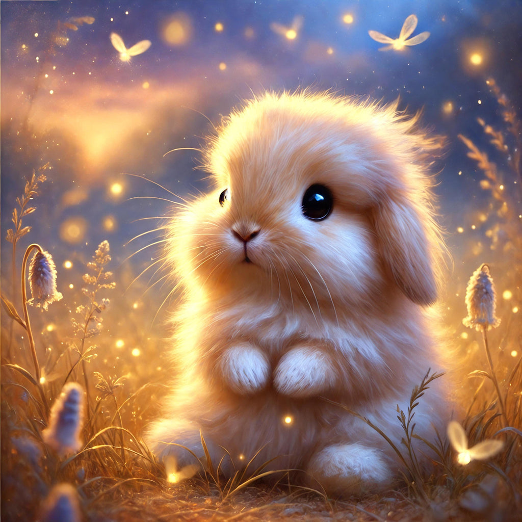Bunny and Fireflies Art Print: Magical Nursery Decor (Digital Download)