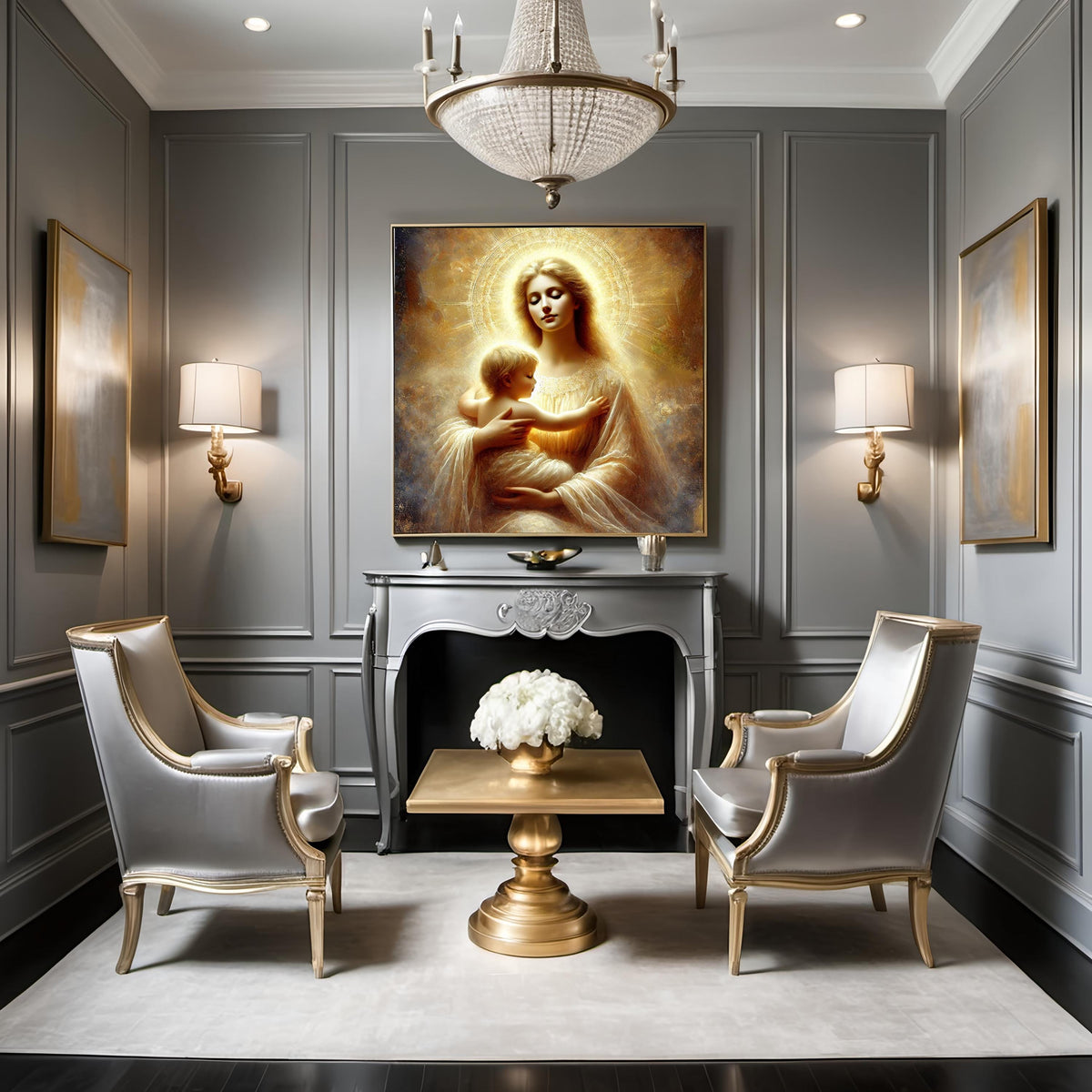 Mother and Child Art Print: Ethereal Celestial Portrait (Digital Download)
