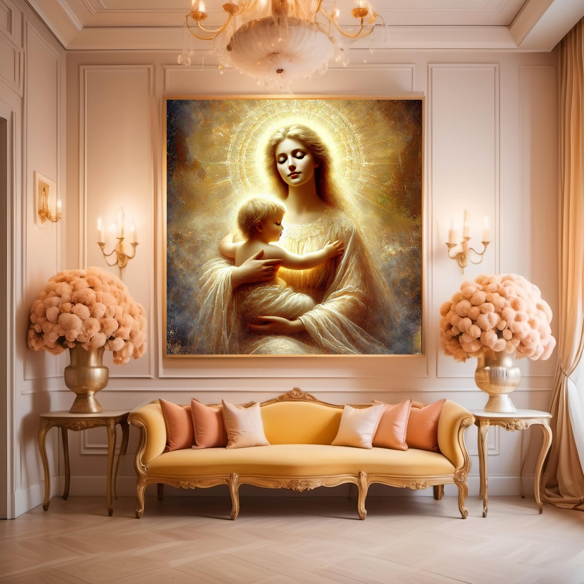 Mother and Child Art Print: Ethereal Celestial Portrait (Digital Download)