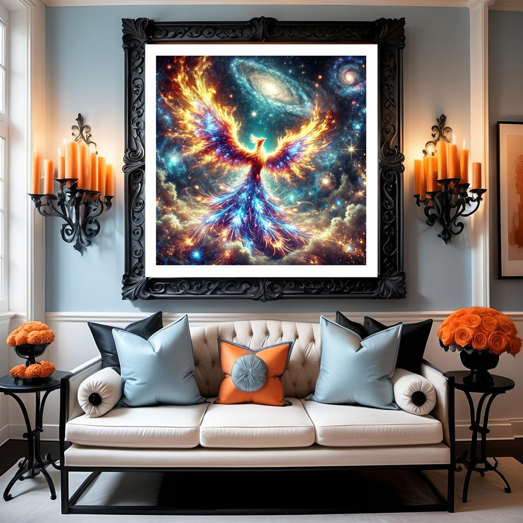 Celestial Phoenix Rising Print: Galactic Firebird Fantasy Art (Digital Download)
