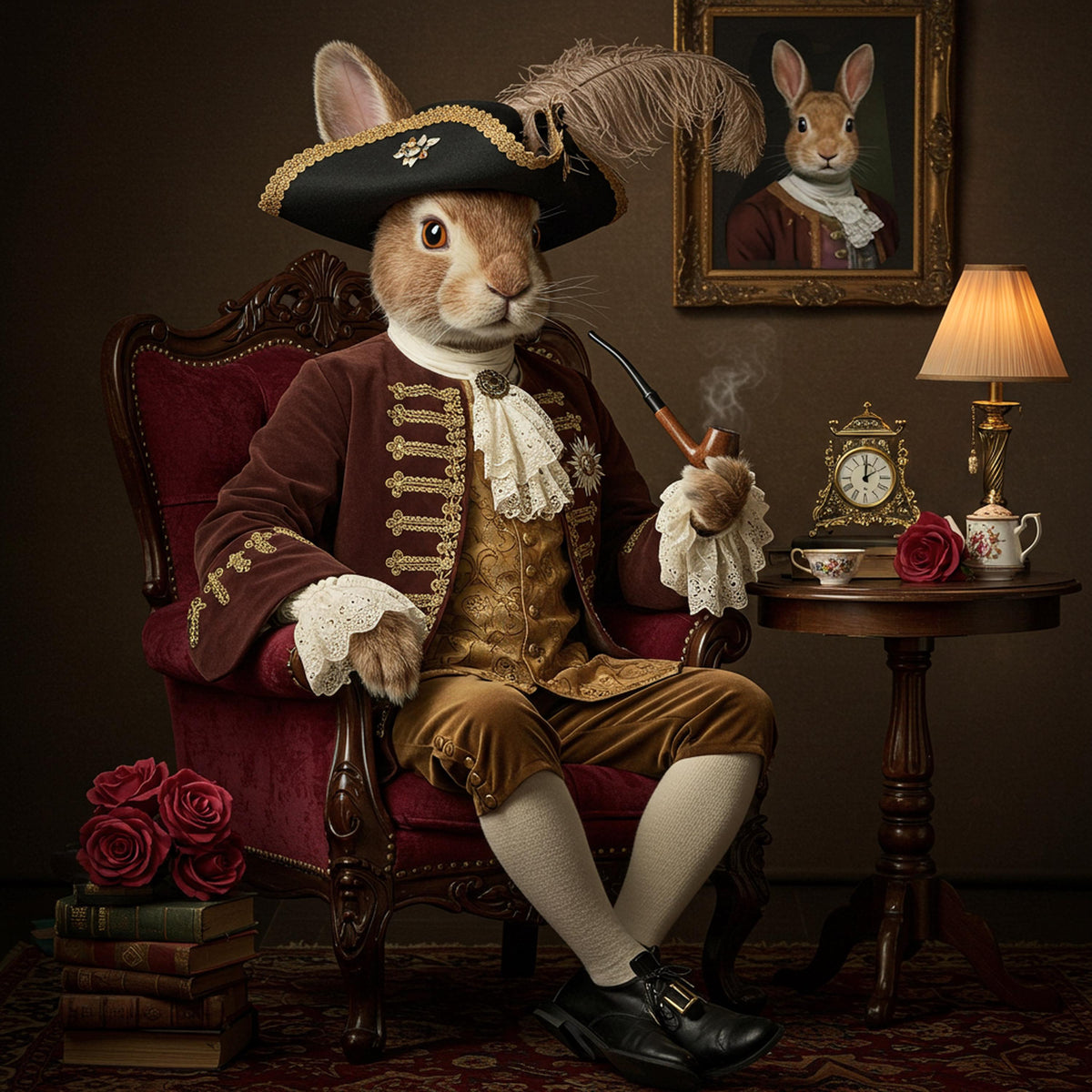 Victorian Rabbit Portrait: Regal Bunny Print, Dapper Animal Art (Digital Download)