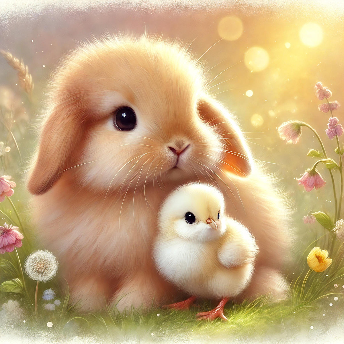 Baby Bunny and Chick Nursery Art: Pastel Animal Decor (Digital Download)