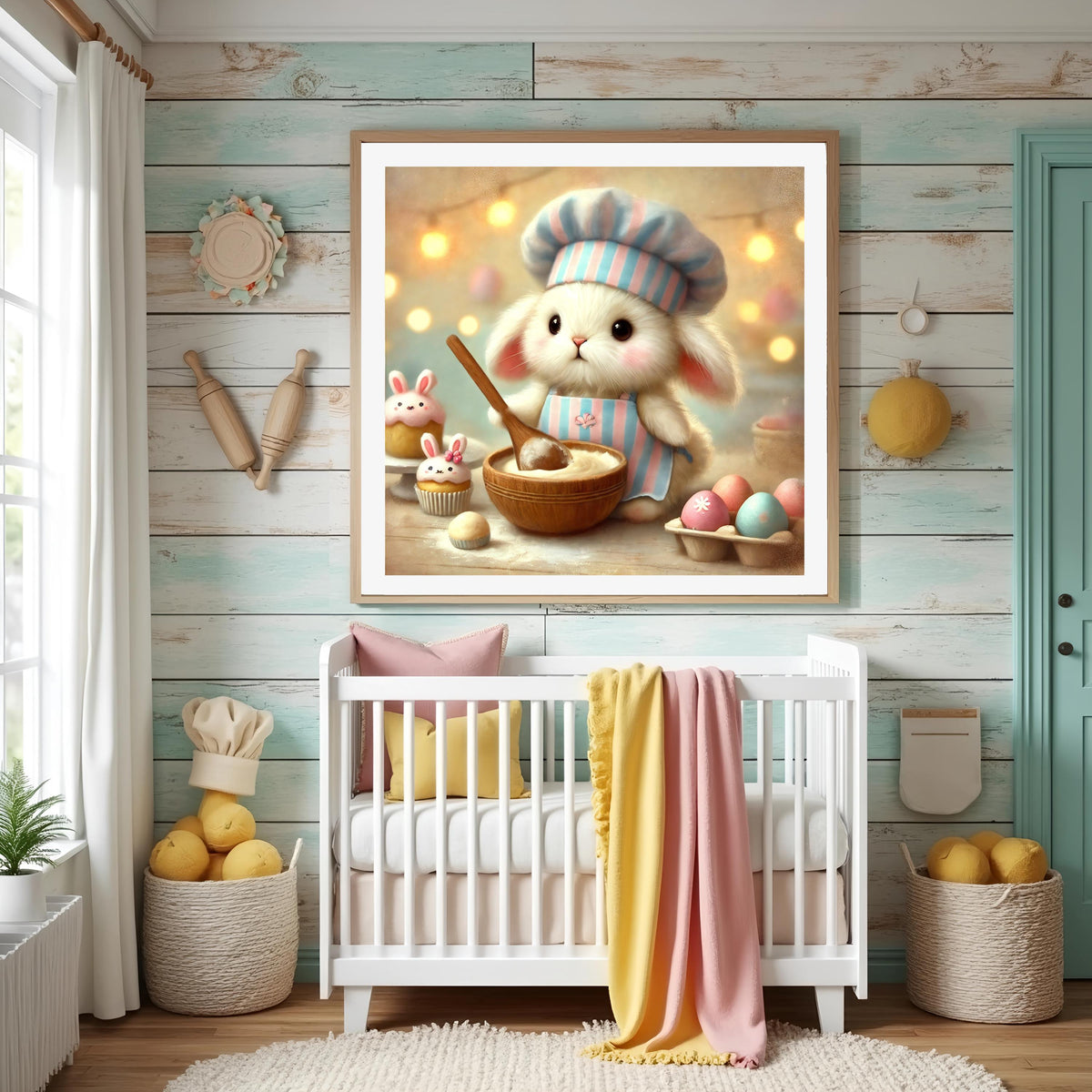 Bunny Baker Art Print: Easter Kitchen Decor (Digital Download)
