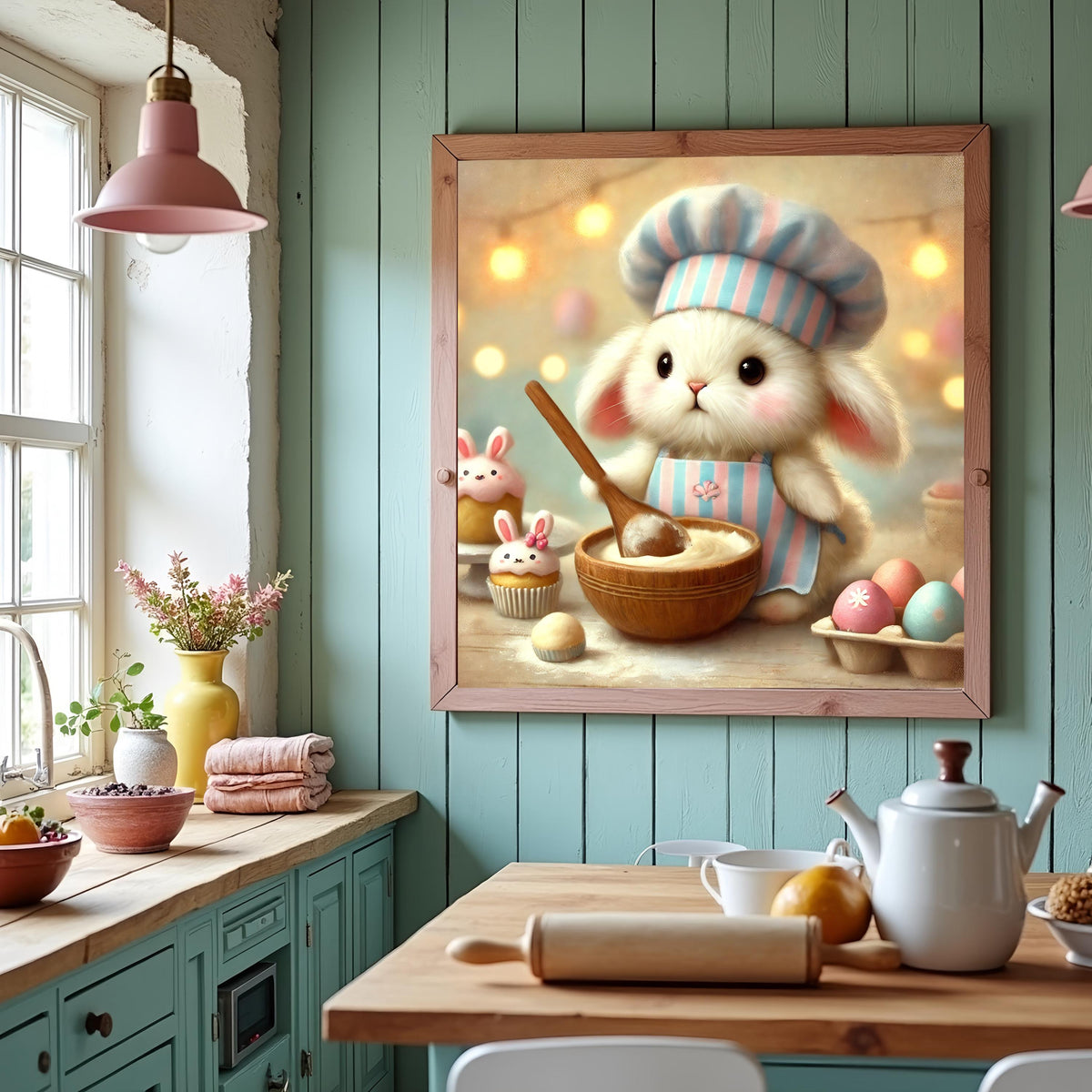 Bunny Baker Art Print: Easter Kitchen Decor (Digital Download)