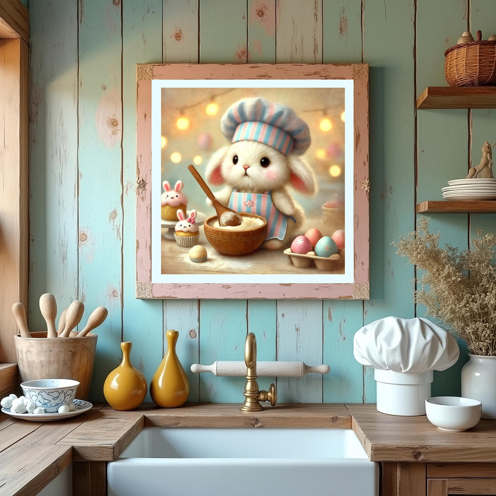 Bunny Baker Art Print: Easter Kitchen Decor (Digital Download)
