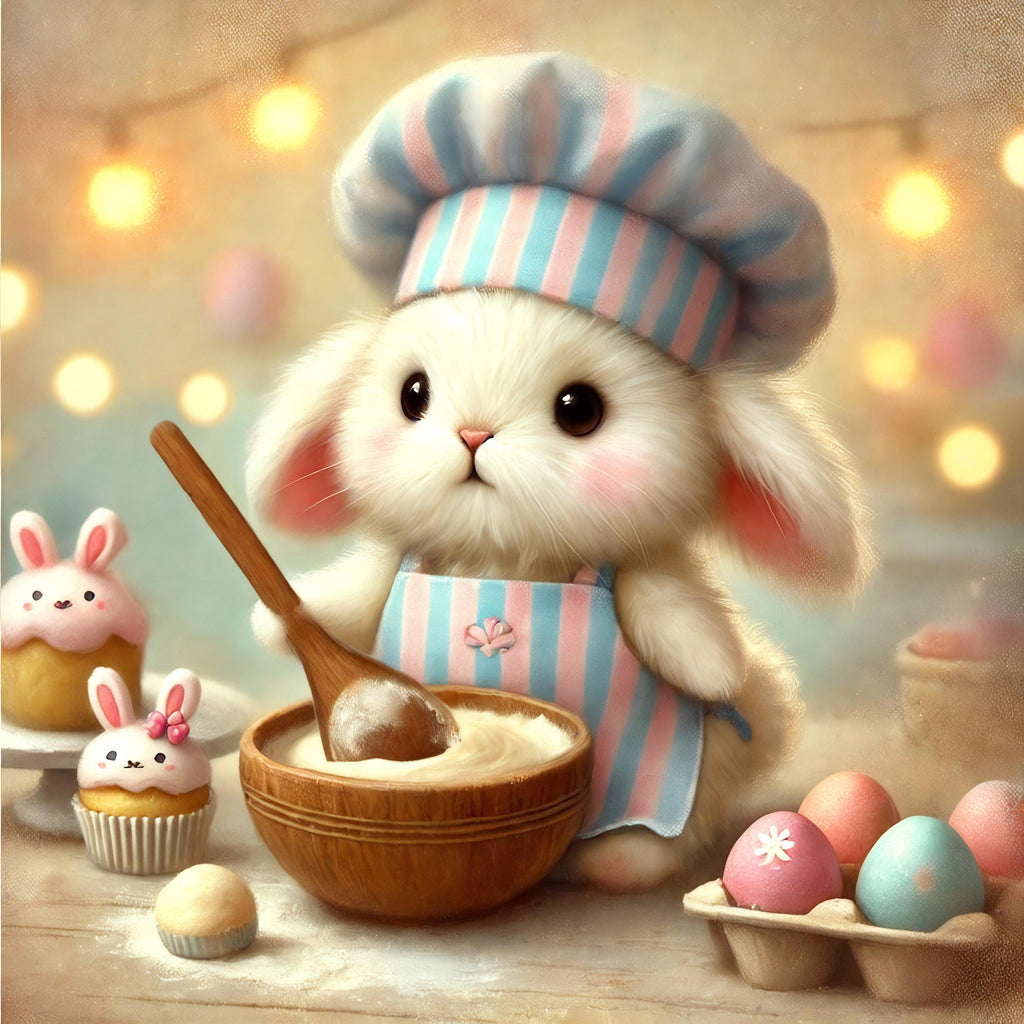 Bunny Baker Art Print: Easter Kitchen Decor (Digital Download)