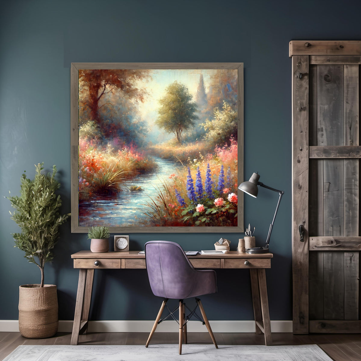 Wildflower Stream Landscape Print: Cottagecore Nature Wall Art (Digital Download)