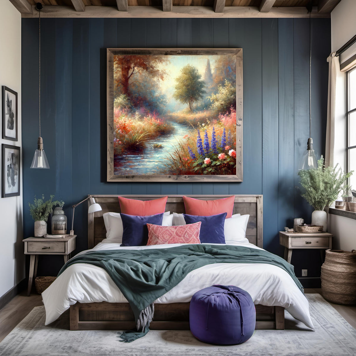 Wildflower Stream Landscape Print: Cottagecore Nature Wall Art (Digital Download)