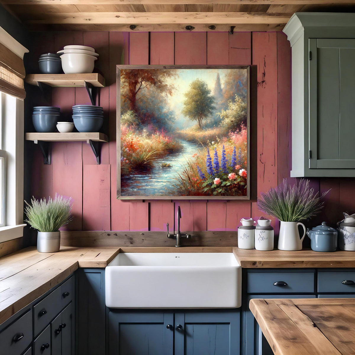 Wildflower Stream Landscape Print: Cottagecore Nature Wall Art (Digital Download)