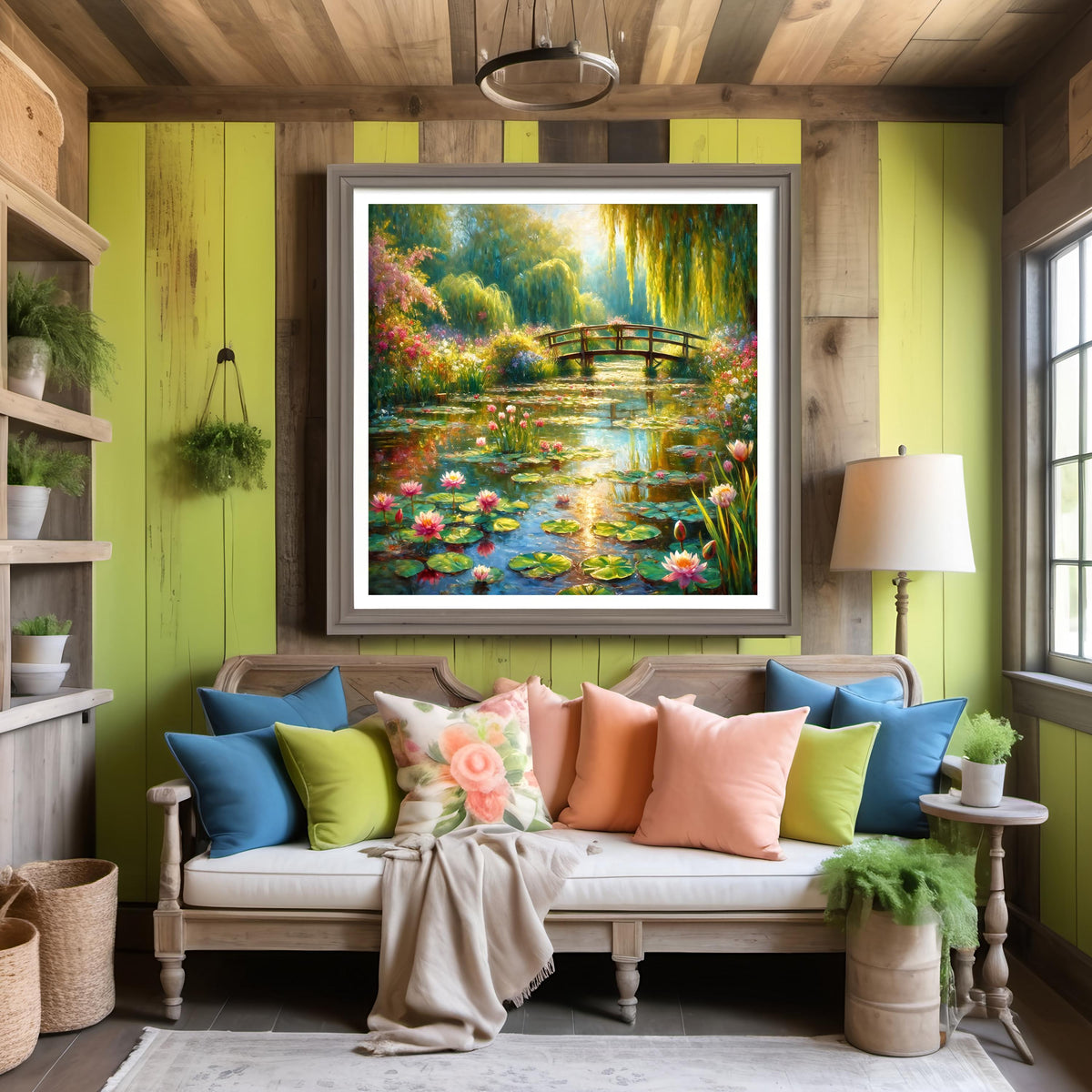 Water Lily Pond Print: Monet Style Garden Landscape (Digital Download)