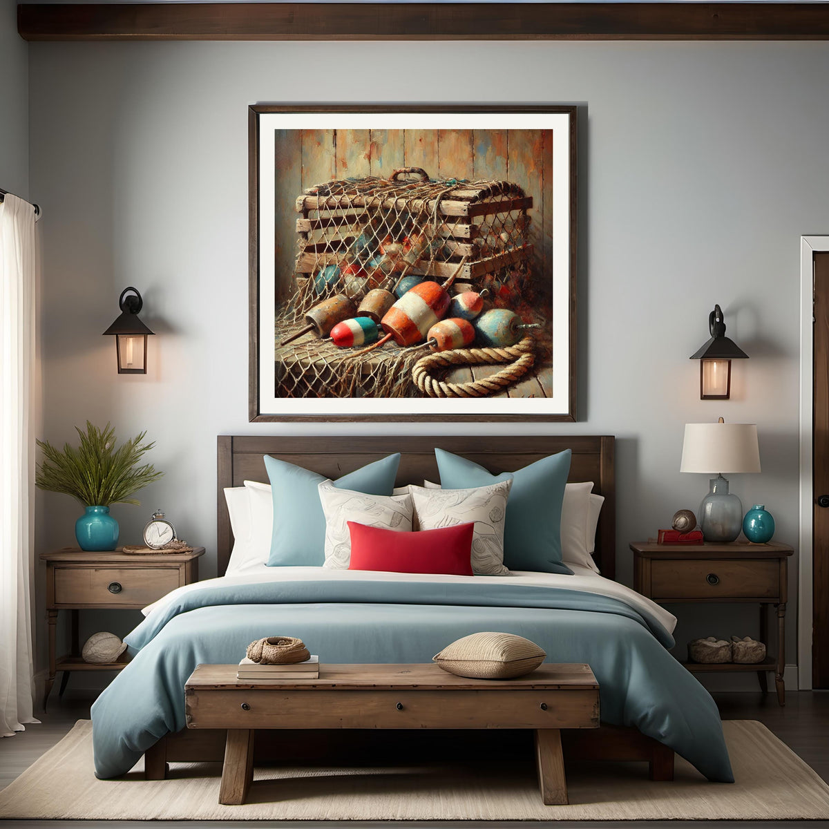 Nautical Buoys Still Life Art Print: Rustic Coastal Decor (Digital Download)