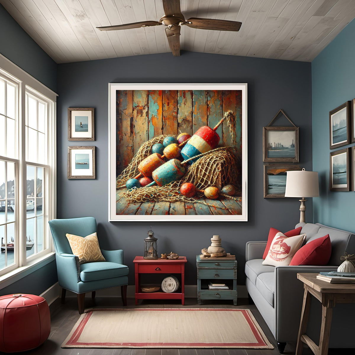 Coastal Buoys Still Life Art Print: Nautical Fishing Net (Digital Download)