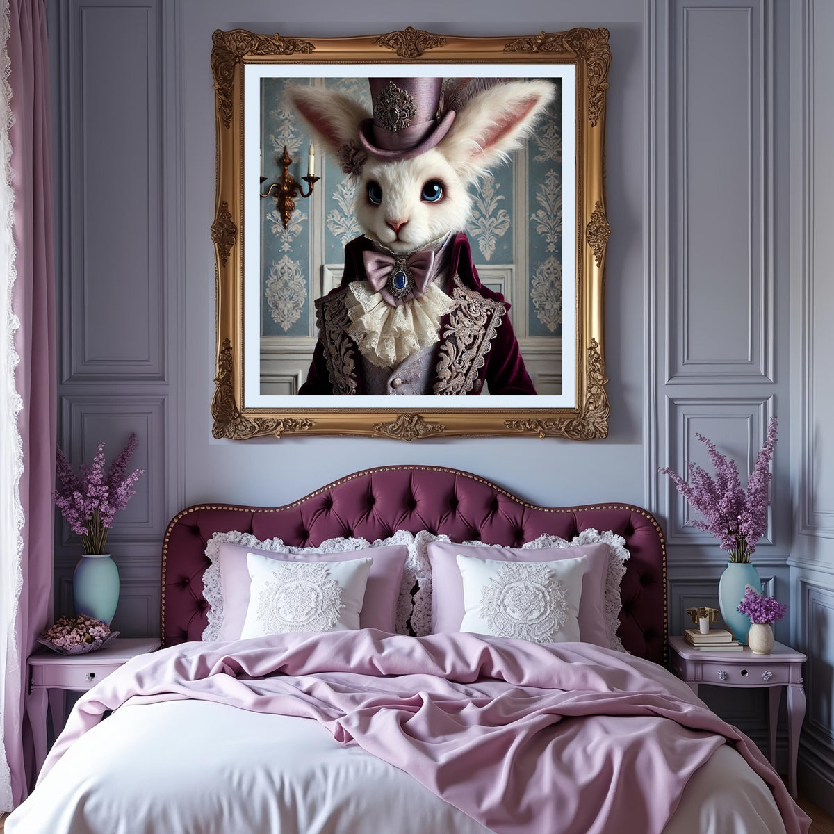 Regal Rabbit Portrait: Whimsical Victorian Animal Art (Digital Download)