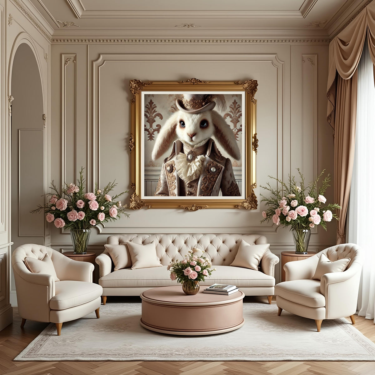 Victorian Bunny Portrait: Whimsical Gentleman Rabbit Art (Digital Download)