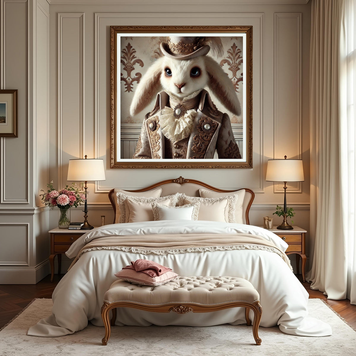 Victorian Bunny Portrait: Whimsical Gentleman Rabbit Art (Digital Download)