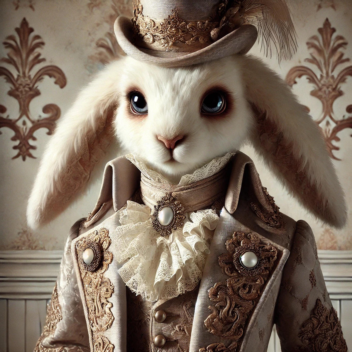 Victorian Bunny Portrait: Whimsical Gentleman Rabbit Art (Digital Download)