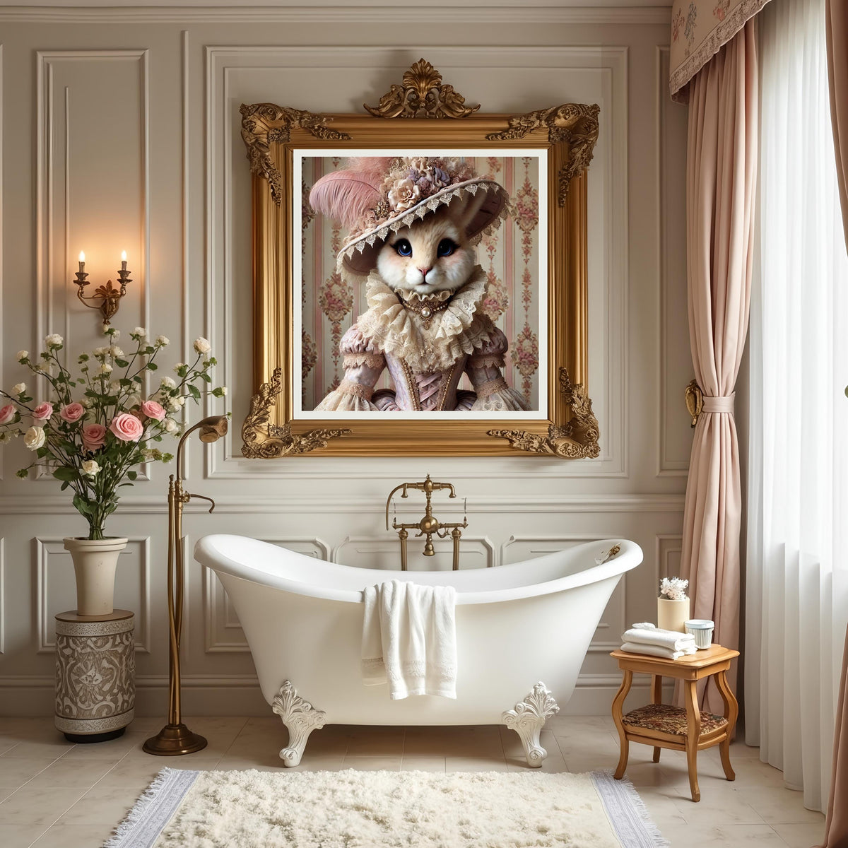 Victorian Bunny Portrait: Whimsical Rabbit Art Print (Digital Download)
