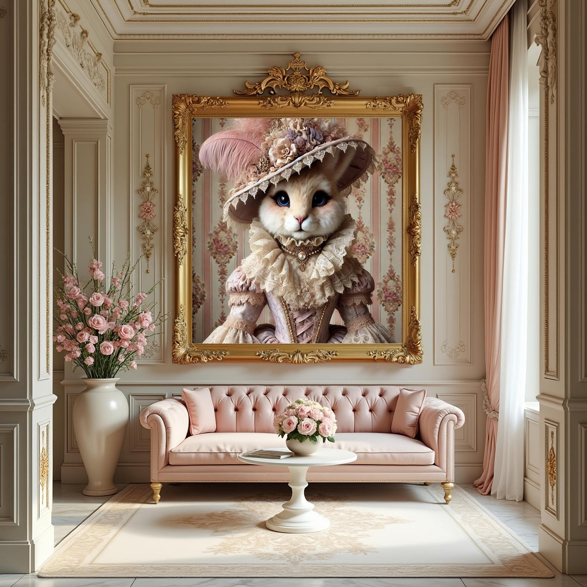 Victorian Bunny Portrait: Whimsical Rabbit Art Print (Digital Download)