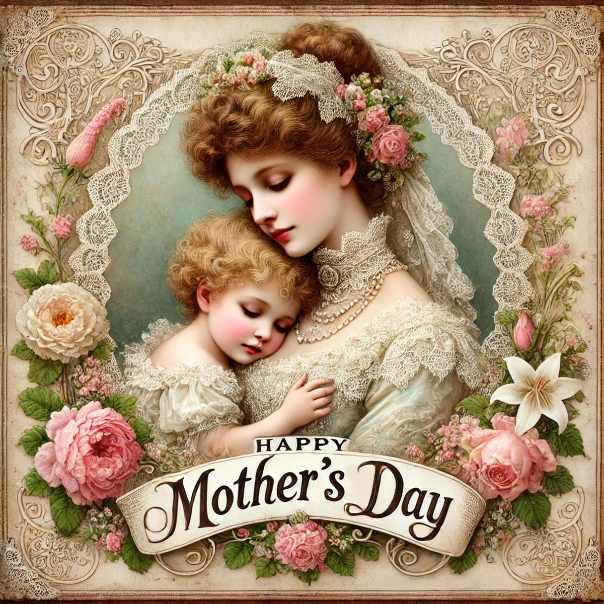 Victorian Mother's Day Art Print: Vintage Mother and Child (Digital Download)