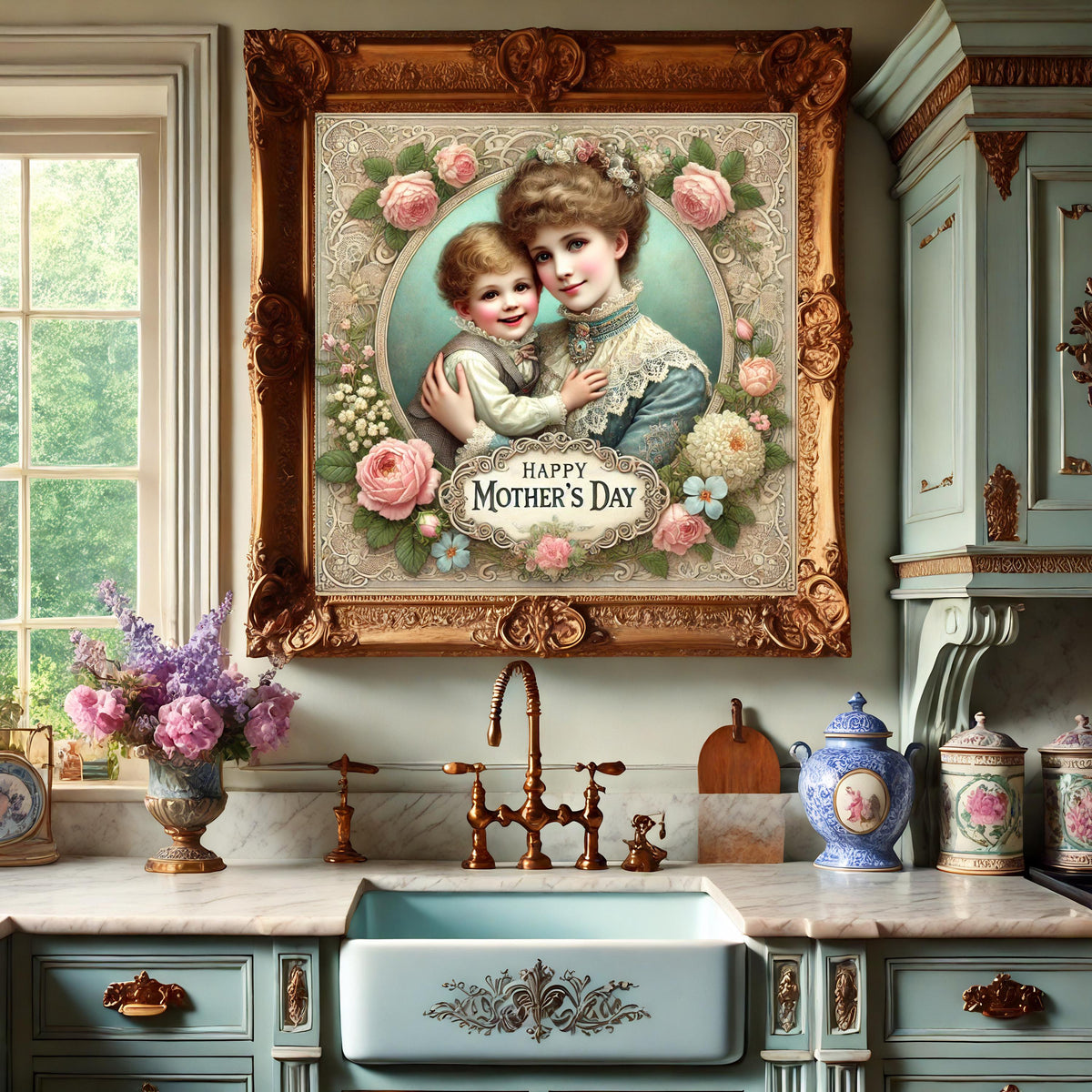 Vintage Mother's Day Art Print: Victorian Mother and Son (Digital Download) 2