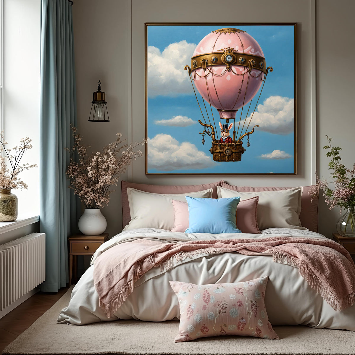 Steampunk Easter Bunny Hot Air Balloon Print: Victorian Fantasy (Digital Download)