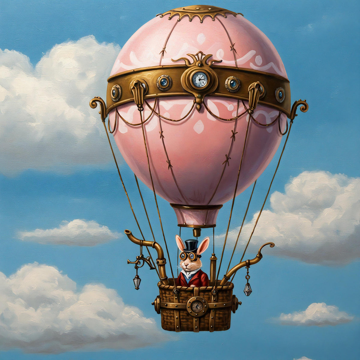 Steampunk Easter Bunny Hot Air Balloon Print: Victorian Fantasy (Digital Download)