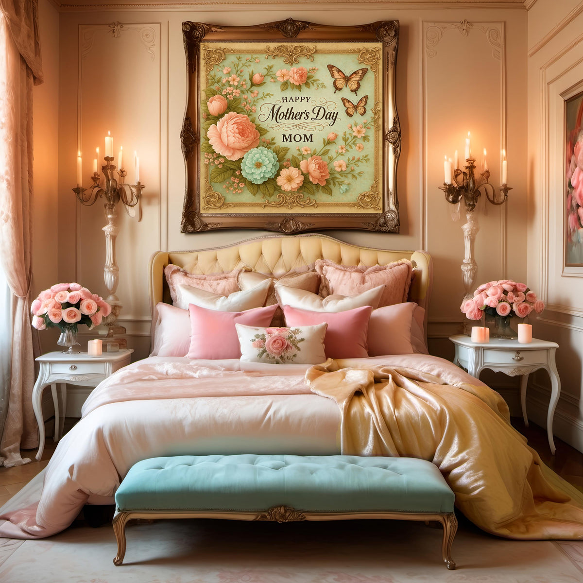 Vintage Mother's Day Floral Art: Antique Roses & Butterflies (Digital Download)