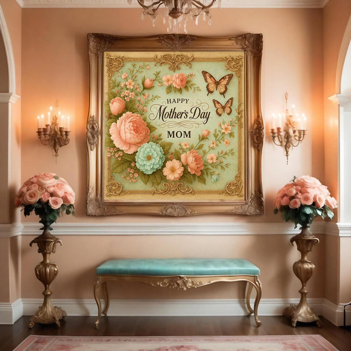 Vintage Mother's Day Floral Art: Antique Roses & Butterflies (Digital Download)