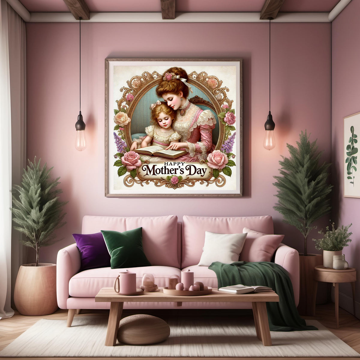 Victorian Mother's Day Print: Mother and Daughter Reading (Digital Download)