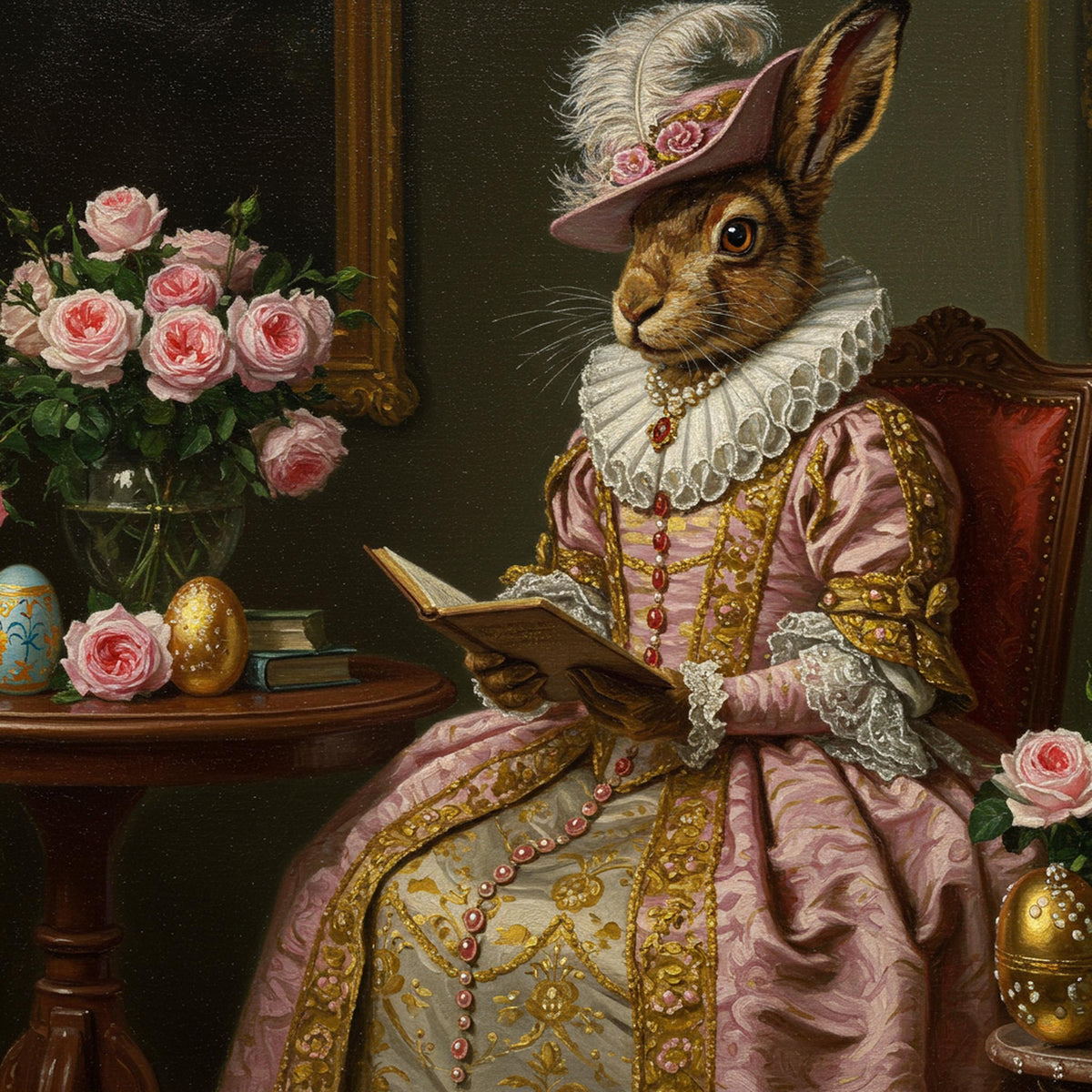 Vintage Rabbit Portrait: Countess Cottontuft Reading (Digital Download)