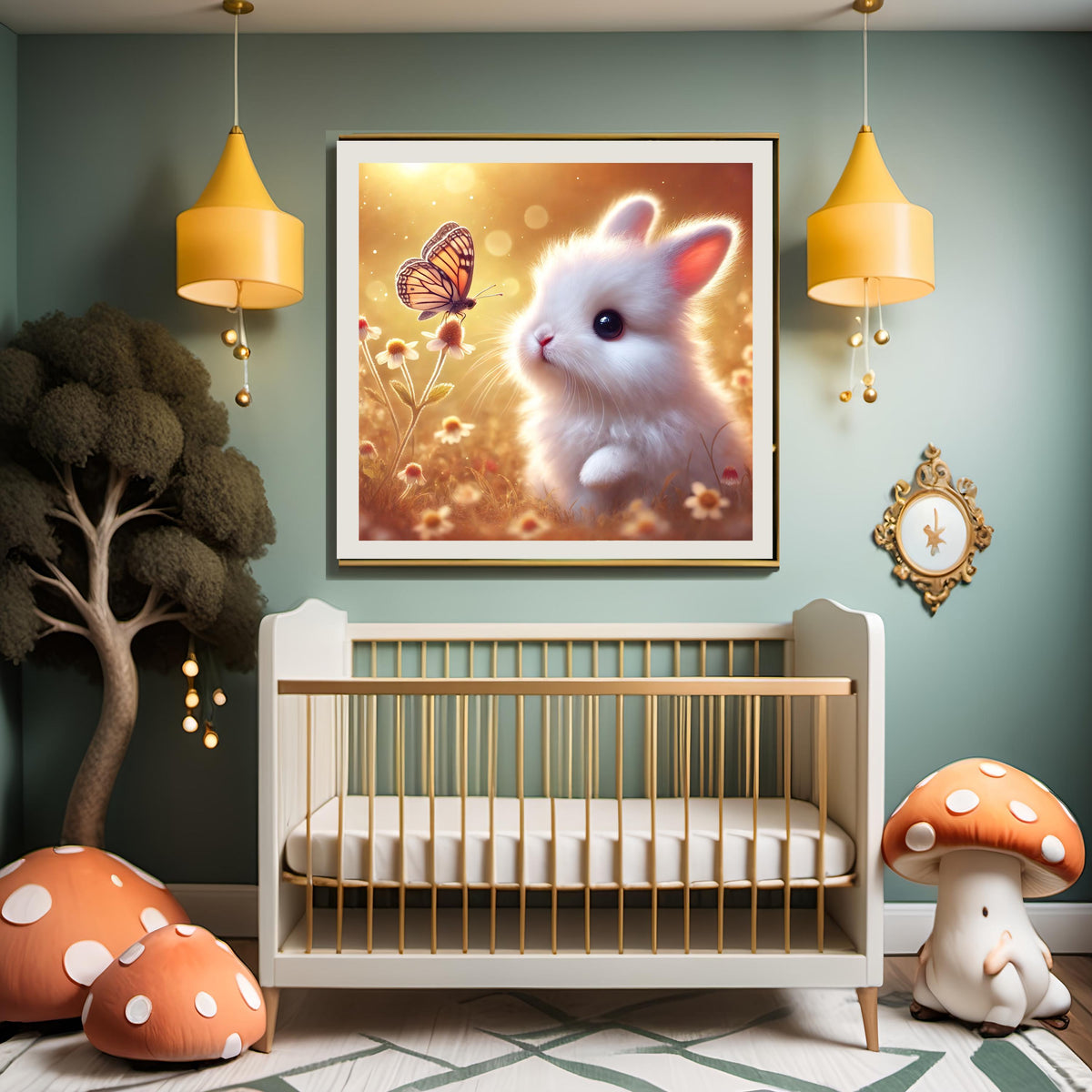 Bunny and Butterfly Print: Whimsical Nursery Wall Art (Digital Download)