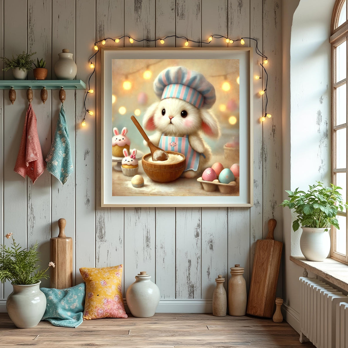 Bunny Baker Art Print: Easter Kitchen Decor (Digital Download)