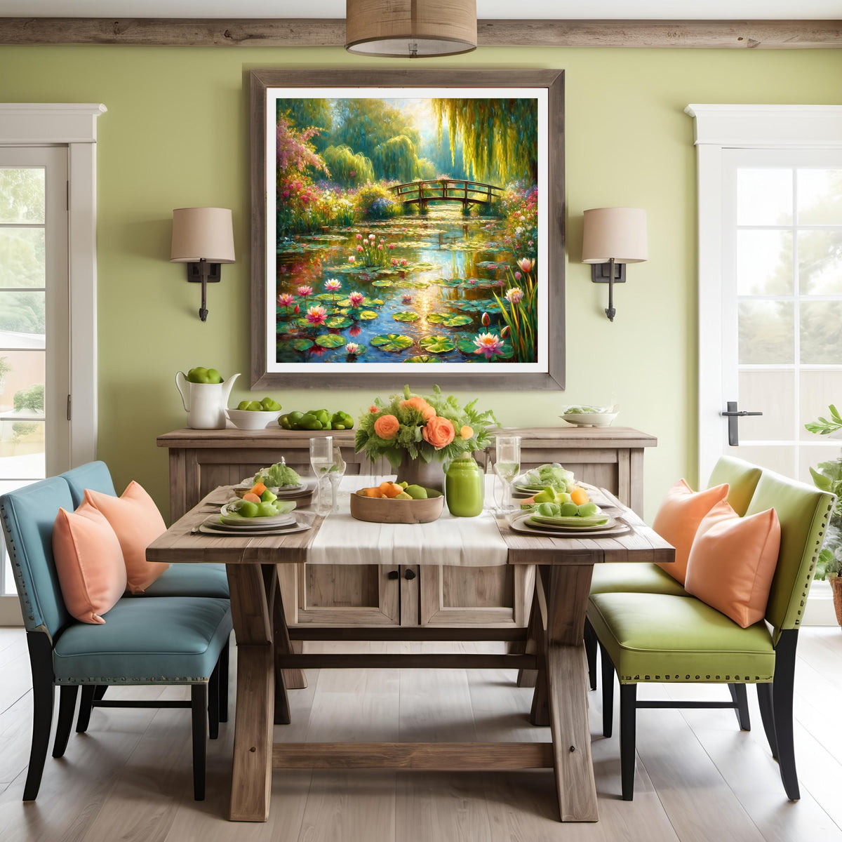 Water Lily Pond Print: Monet Style Garden Landscape (Digital Download)