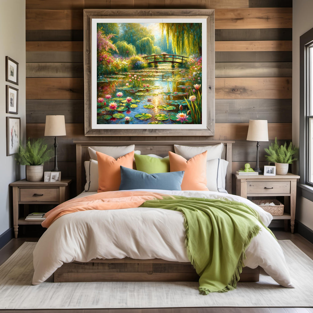Water Lily Pond Print: Monet Style Garden Landscape (Digital Download)