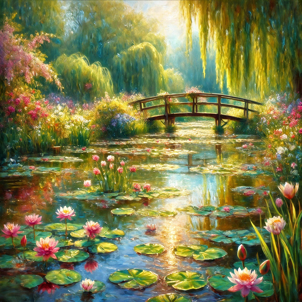 Water Lily Pond Print: Monet Style Garden Landscape (Digital Download)