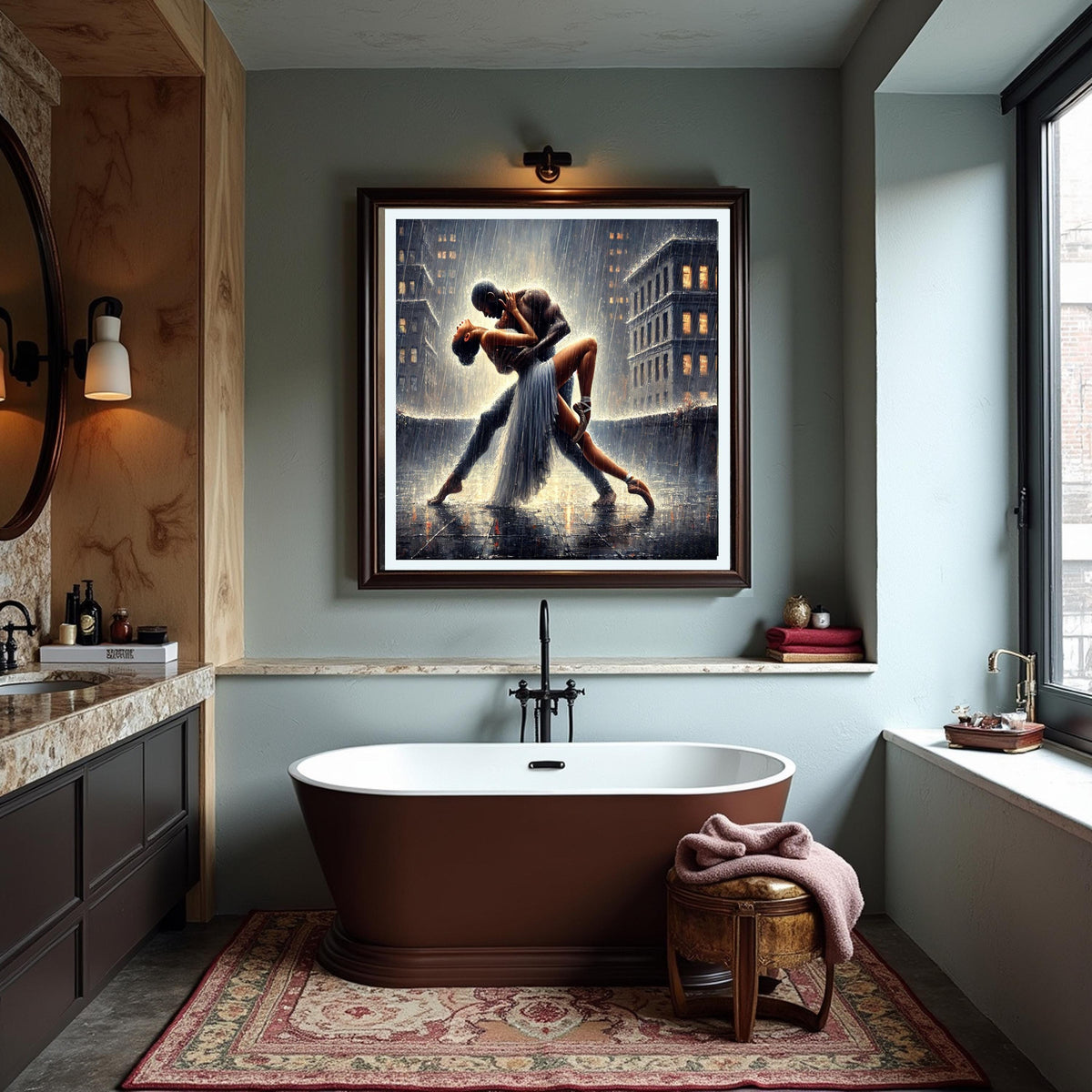 Romantic Ballet Dance in Rain Art Print: Rooftop Dip (Digital Download)
