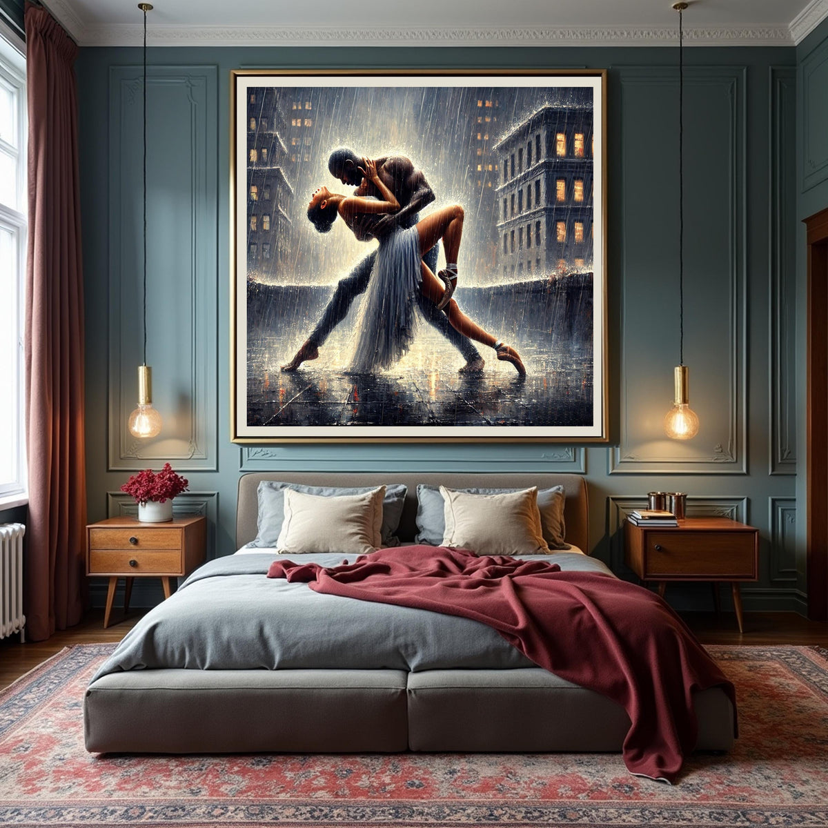 Romantic Ballet Dance in Rain Art Print: Rooftop Dip (Digital Download)