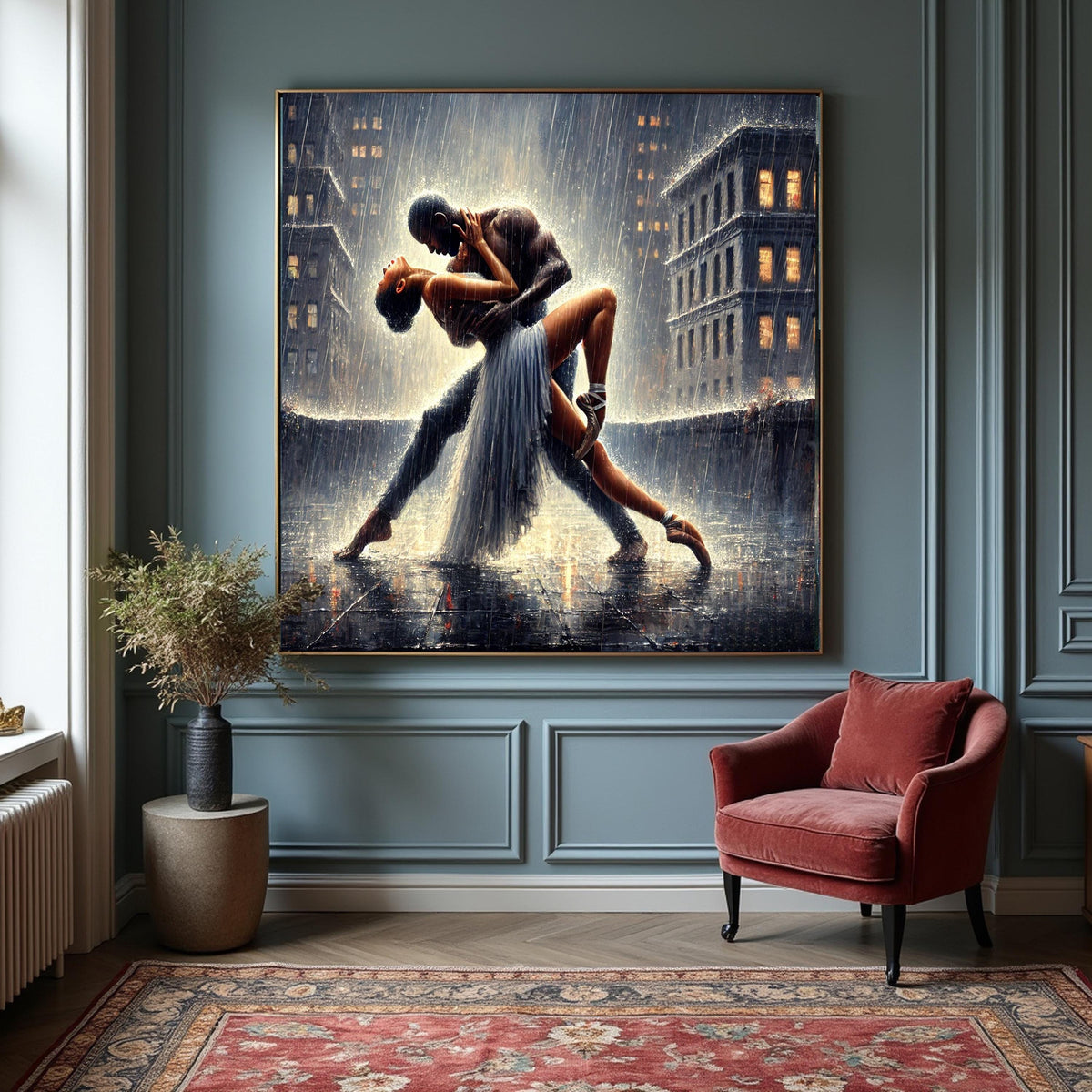 Romantic Ballet Dance in Rain Art Print: Rooftop Dip (Digital Download)