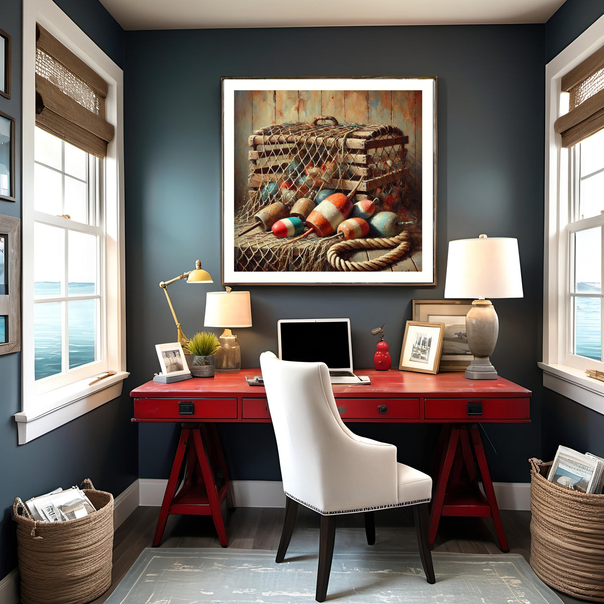 Nautical Buoys Still Life Art Print: Rustic Coastal Decor (Digital Download)
