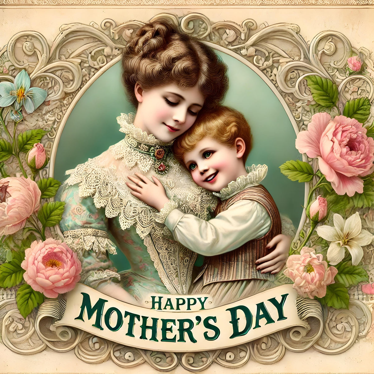 Vintage Mother's Day Art Print: Victorian Mother and Son (Digital Download)