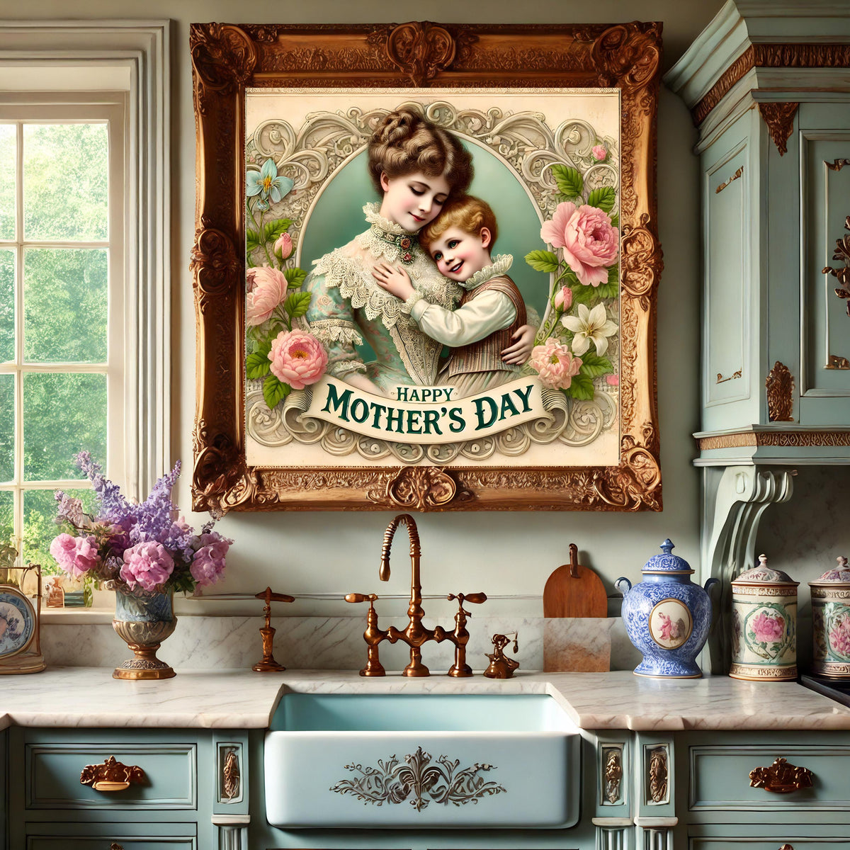 Vintage Mother's Day Art Print: Victorian Mother and Son (Digital Download)