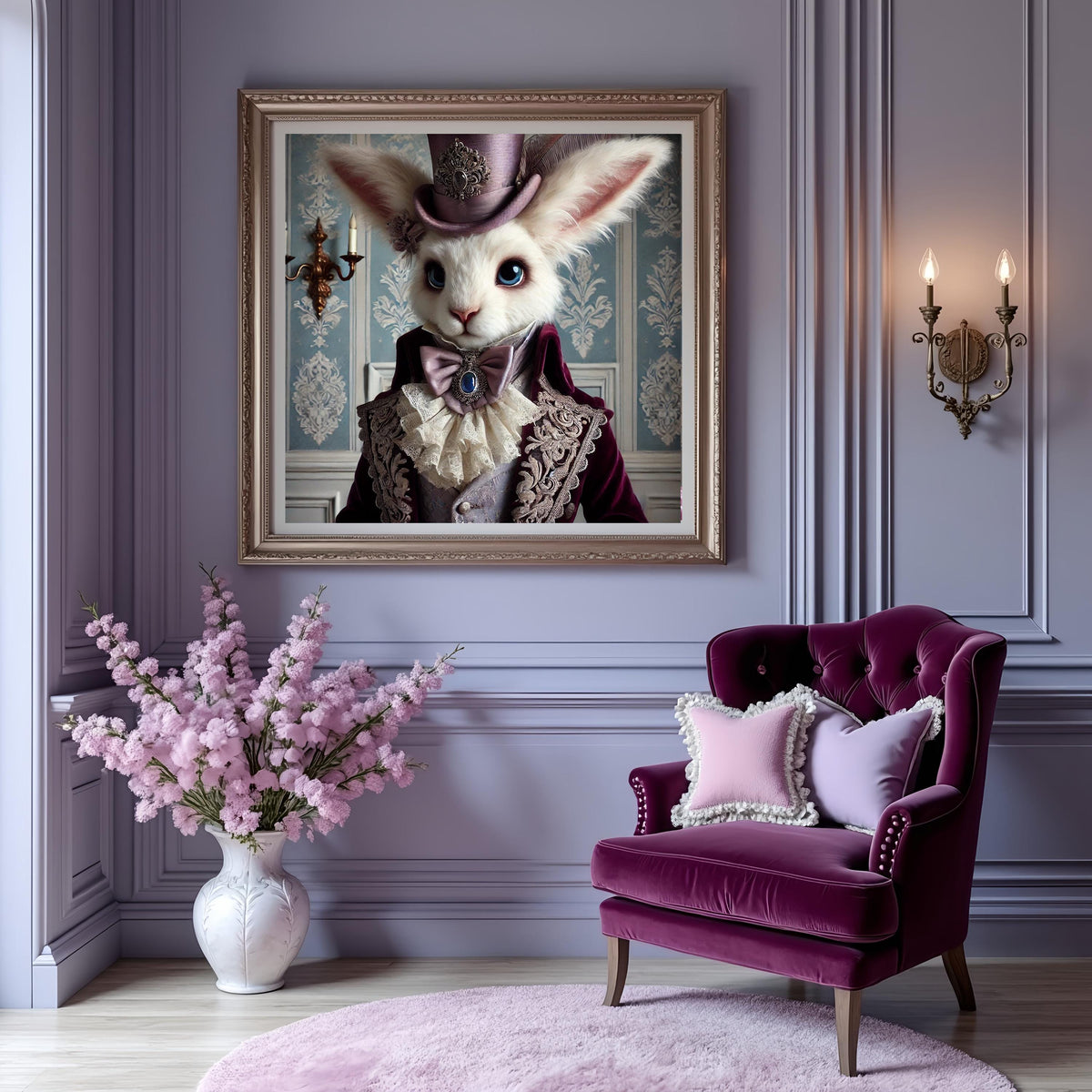 Regal Rabbit Portrait: Whimsical Victorian Animal Art (Digital Download)
