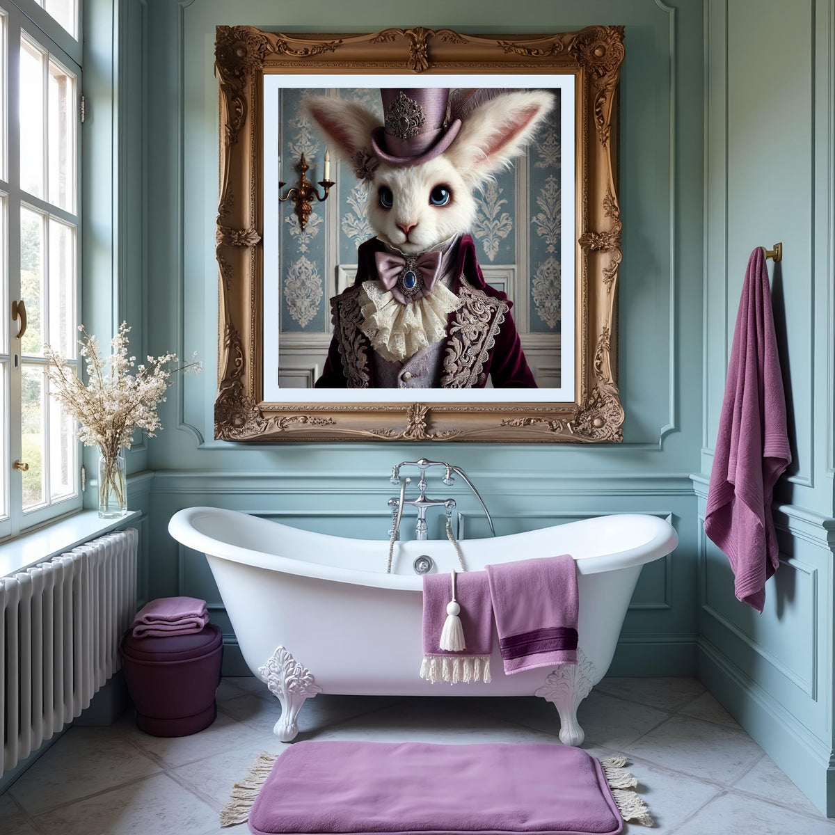 Regal Rabbit Portrait: Whimsical Victorian Animal Art (Digital Download)