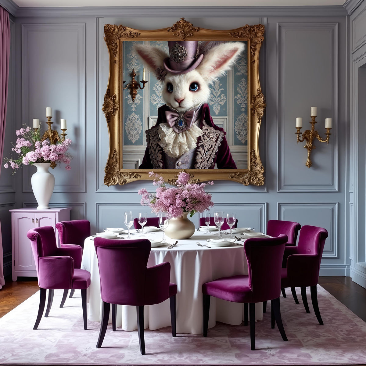 Regal Rabbit Portrait: Whimsical Victorian Animal Art (Digital Download)