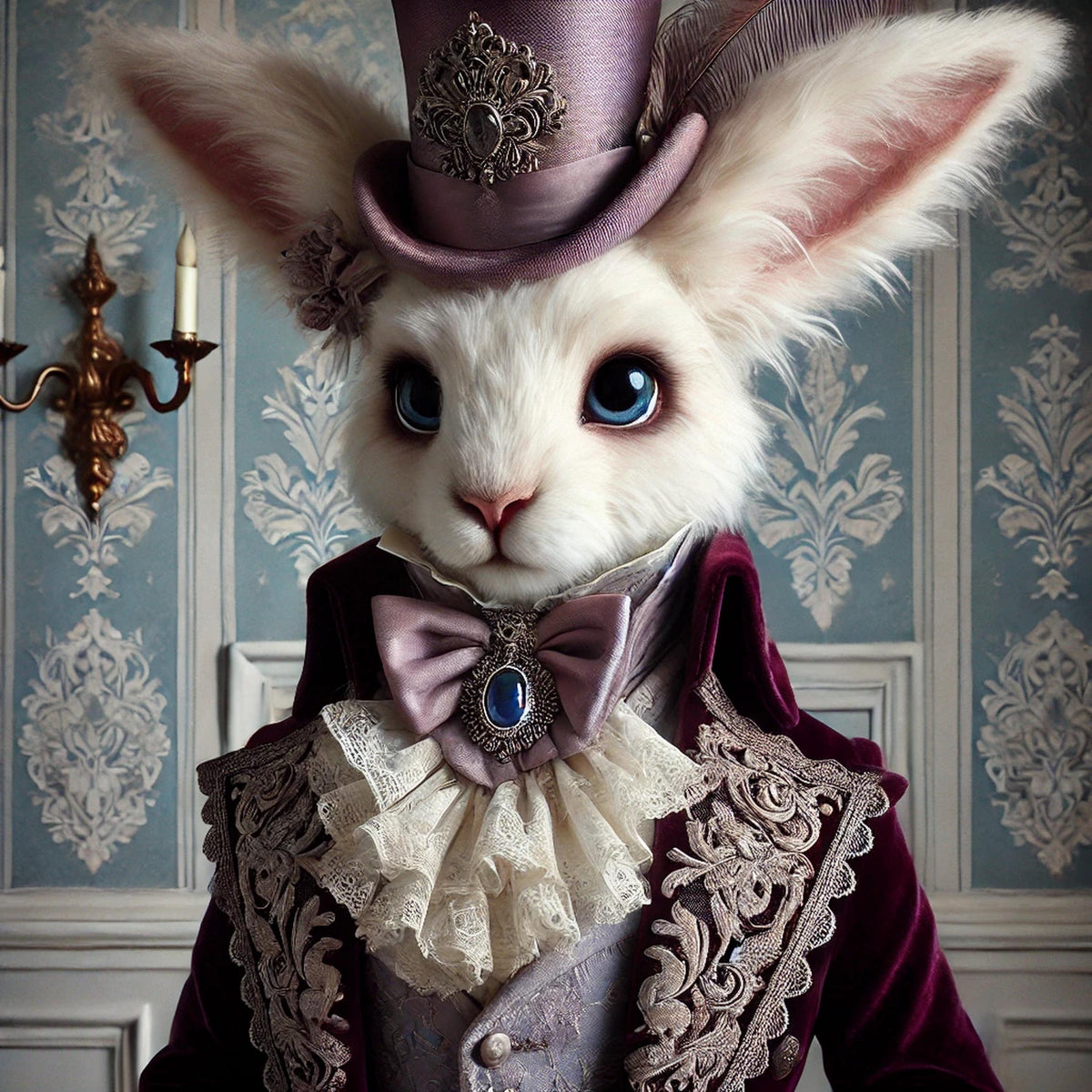 Regal Rabbit Portrait: Whimsical Victorian Animal Art (Digital Download)